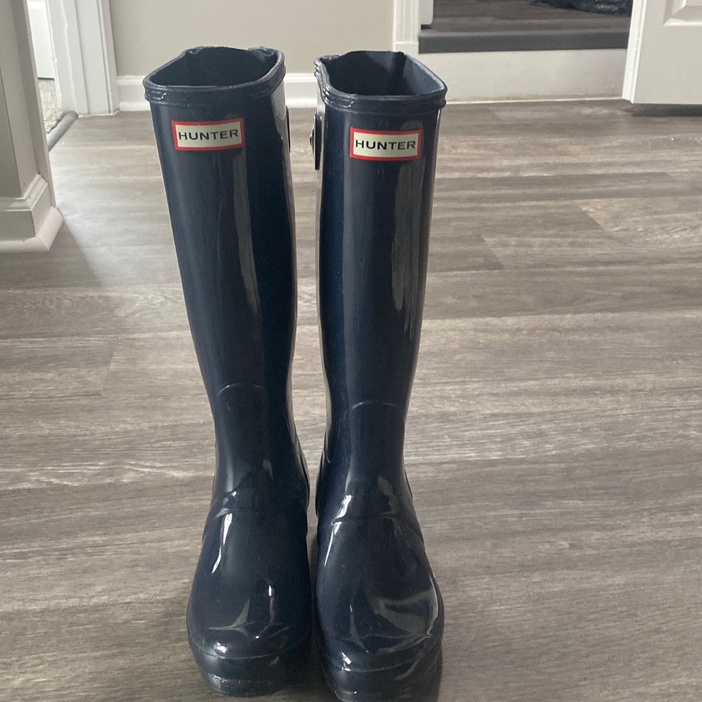 Hunter Navy Glossy Rain Boots